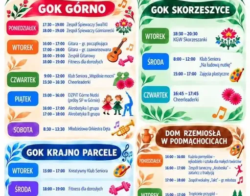 GOK Górno startuje z nowym sezonem zajęć 2026/2027 – sprawdź kalendarz i zapisz się!