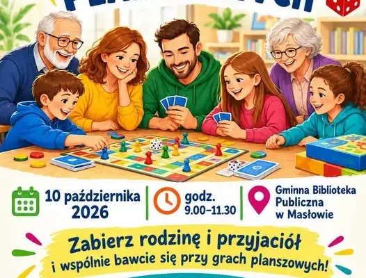 Rodzinny Dzień Gier Planszowych w Gminnej Bibliotece w Masłowie