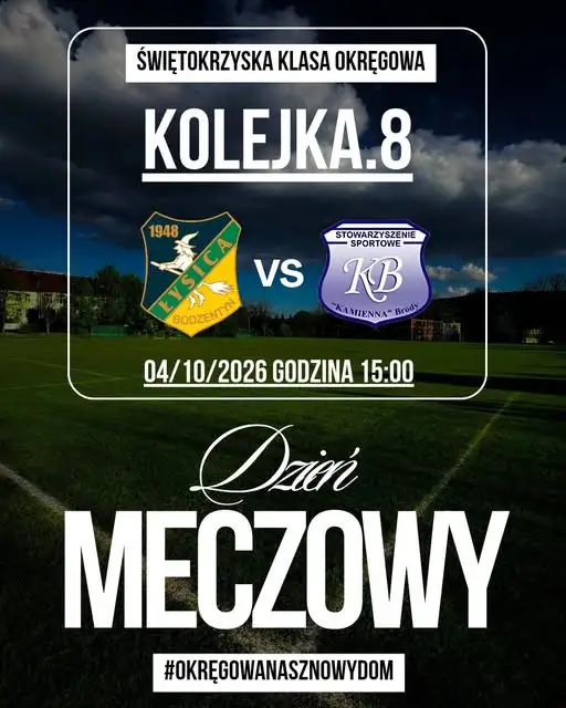 Świętokrzyska Klasa Okręgowa: Kamienna Brody kontra Bodzentyn w 8. kolejce