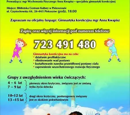 Gimnastyka korekcyjna dla dzieci powyżej 10. roku życia – ruszają zapisy w Piekoszowie
