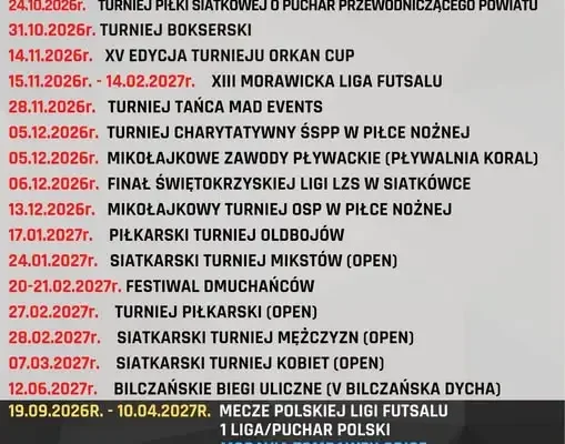 Hala Sportowa „Bilcza” ogłasza kalendarz wydarzeń na sezon 2026/2027