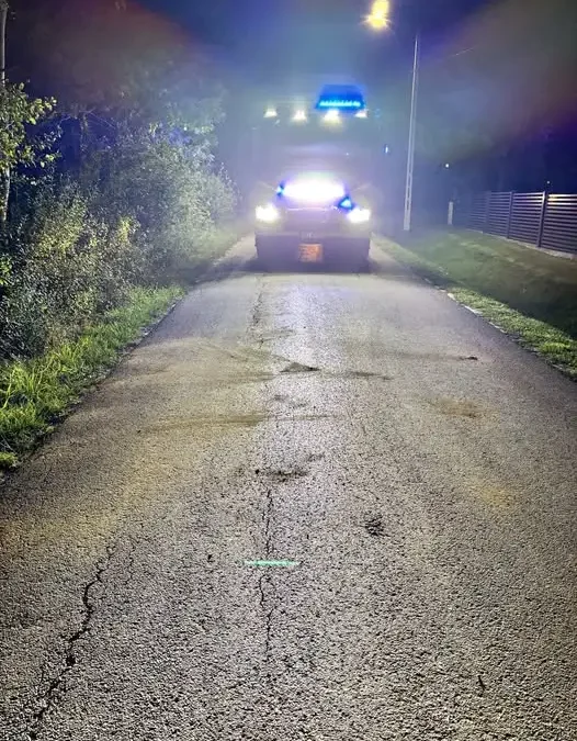 Śliska plama na ul. Grabowej w Świętej Katarzynie – akcja strażaków OSP