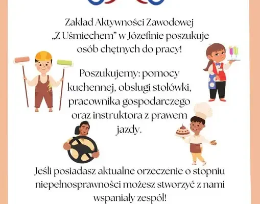 ZAZ „Z Uśmiechem” w Józefinie szuka pracowników – oferta dla osób z niepełnosprawnościami