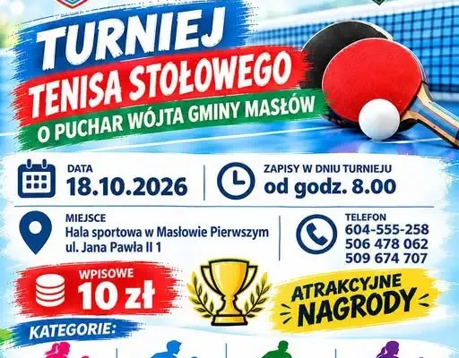 Turniej Tenisa Stołowego o Puchar Wójta Gminy Masłów – 18 października