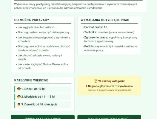 Konkurs plastyczny „Bezpieczny dom bez azbestu” w Gminie Mniów – prace do 19 października