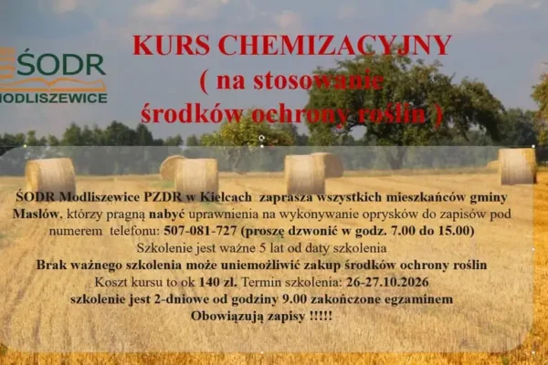 Szkolenie dla rolników z gminy Masłów – zdobądź uprawnienia do oprysków