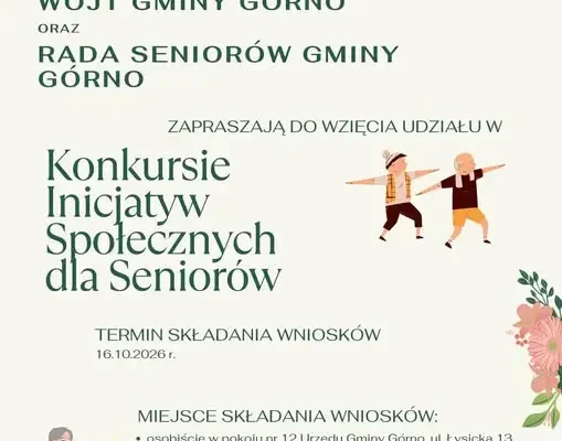 Gmina Górno ogłasza konkurs dla seniorów. Do zdobycia 1000 zł na inicjatywę