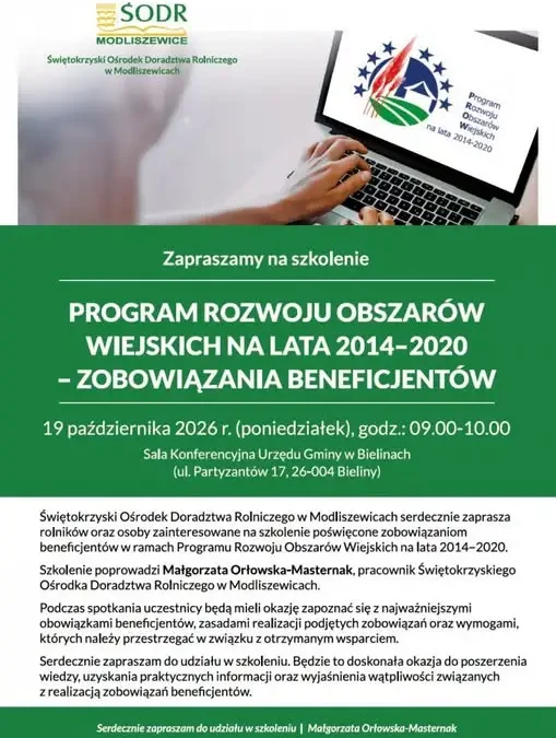 Szkolenie dla rolników w Bielinach: obowiązki beneficjentów PROW
