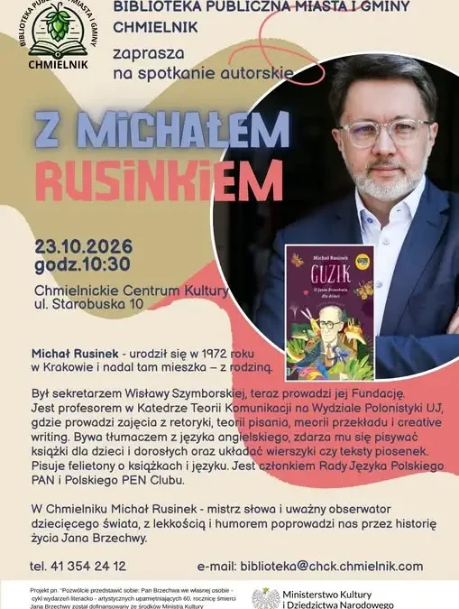 Michał Rusinek w Chmielniku: spotkanie o Brzechwie i guzikach