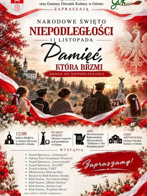 Górno zaprasza na obchody Narodowego Święta Niepodległości – 11 listopada