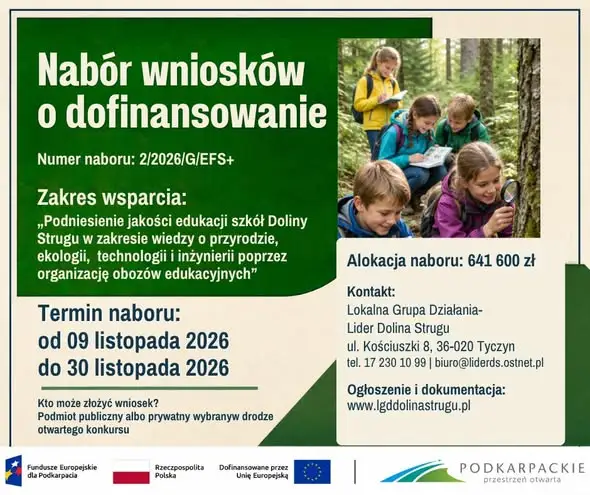 Granty dla szkół z Doliny Strugu – nabór wniosków od 9 listopada