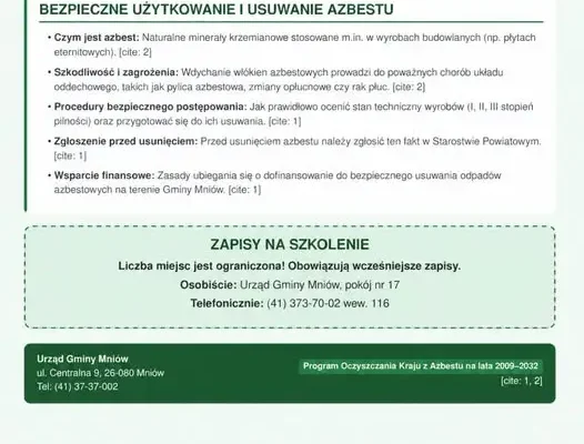 Gmina Mniów szkoli mieszkańców z bezpiecznego usuwania azbestu