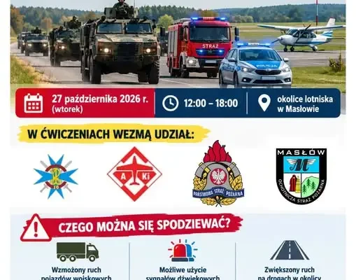 Ćwiczenia służb i wojska w Gminie Masłów – 27 października 2026