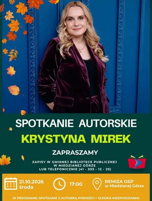 Krystyna Mirek spotka się z czytelnikami w Miedzianej Górze