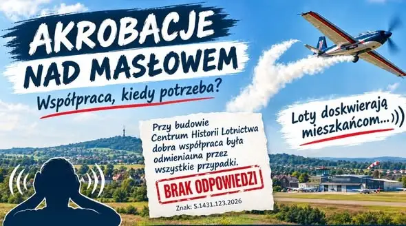 Hałas akrobacji lotniczych nad Masłowem. Mieszkańcy skarżą się, gmina bez odpowiedzi