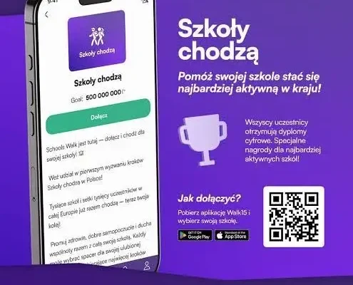 Szkoła dołącza do międzynarodowego wyzwania „Szkoły chodzą” – zbieraj kroki i wspieraj placówkę