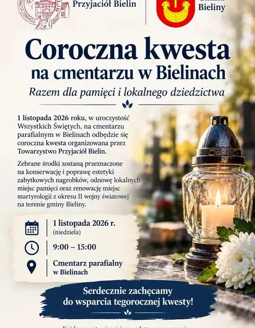 Kwesta na cmentarzu w Bielinach – 1 listopada zadbamy o zabytkowe nagrobki