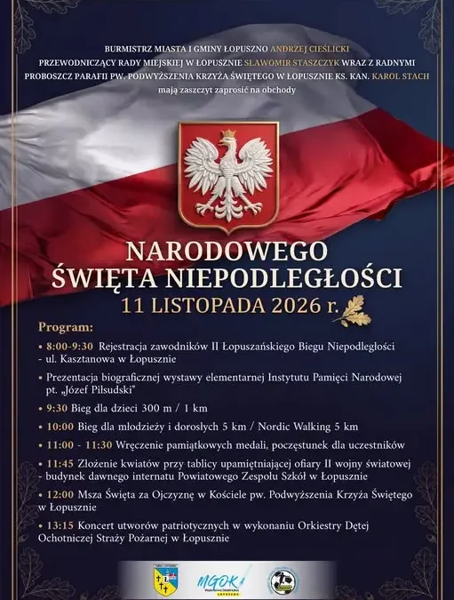 Łopuszno zaprasza na II Bieg Niepodległości i wspólne świętowanie 11 listopada