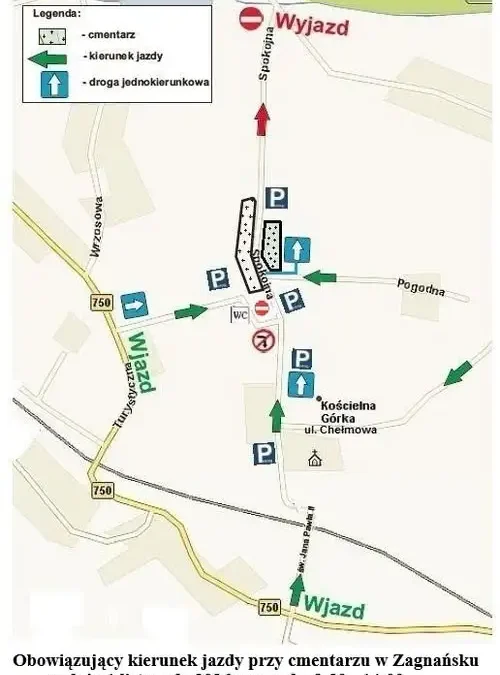 Zagnańsk: zmiana organizacji ruchu przy cmentarzu 1 listopada