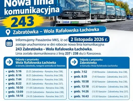 Nowa linia autobusowa 243 od 2 listopada – Zabratówka i Wola Rafałowska zyskają połączenie