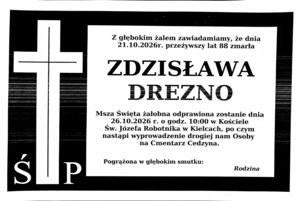 Nekrolog: Śp. Zdzisława Drezno (1938–2026)